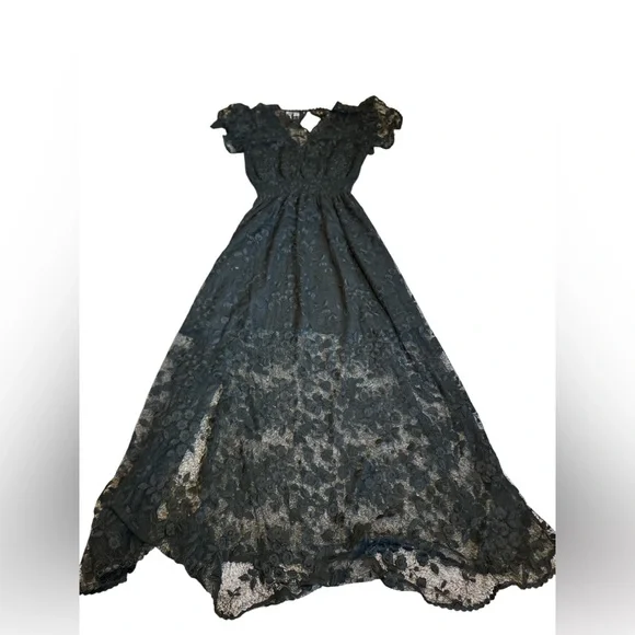 🖤 The Kooples Sheer Lace Midi Dress | Gothic Romantic | Size 2 - Picture 4 of 6